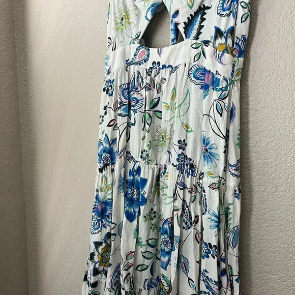 Zara Floral Keyhole Front Cotton Spring Summer Dress Midi Lightweight Medium - Picture 5 of 10